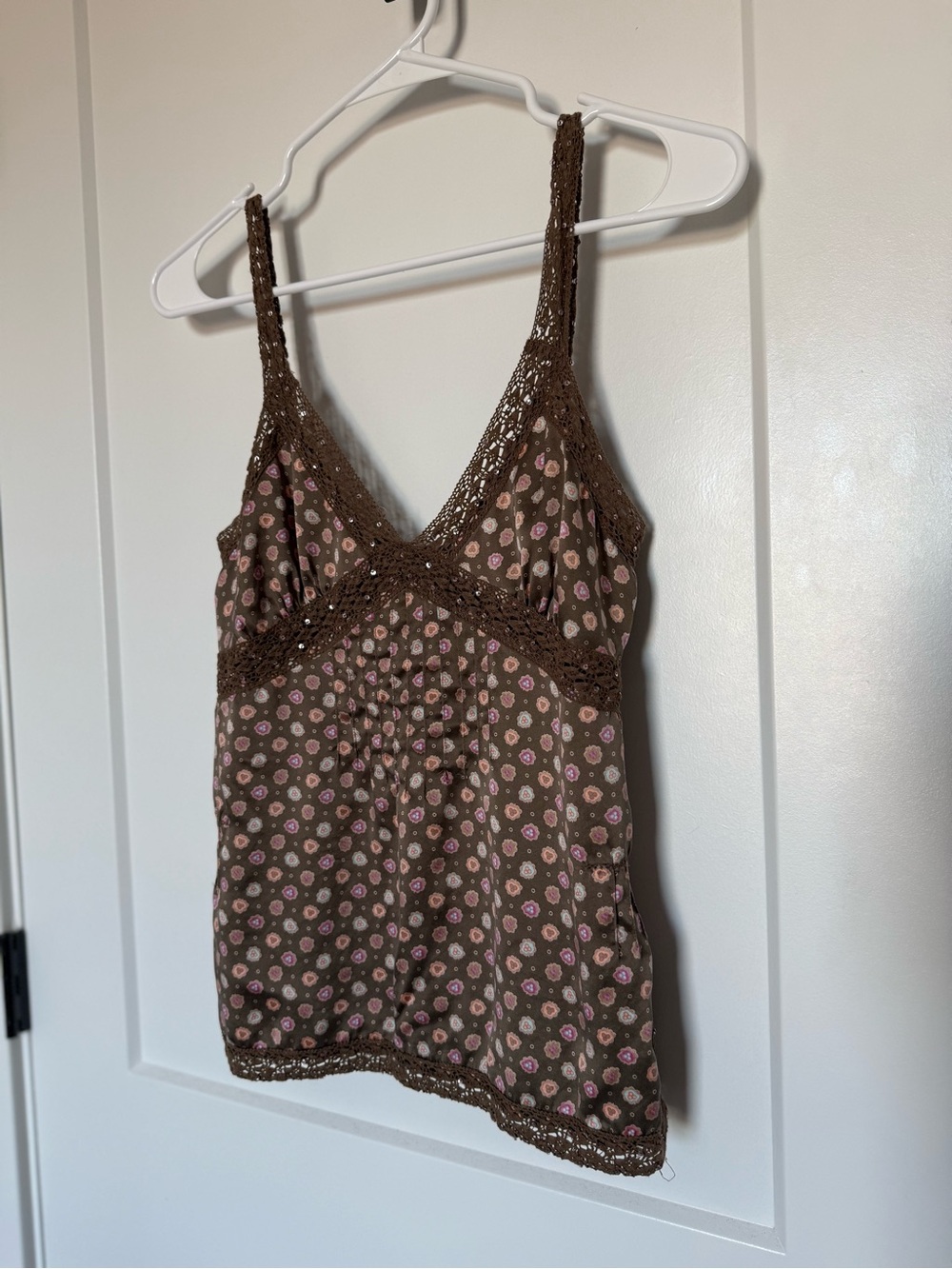 American Eagle Outfitters Silk Brown & Pink Cami